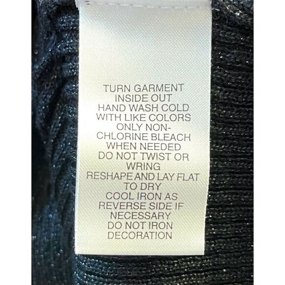 Designers Originals Women's Black Sequin Mock Neck Pullover Sweater L Goth - Picture 8 of 8